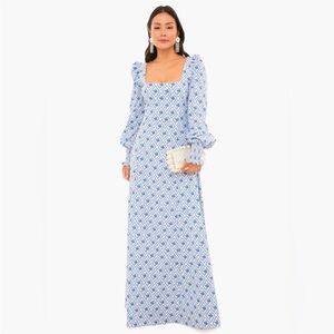 Caroline Constas Blue Diamond Toile Elliot Maxi Dress